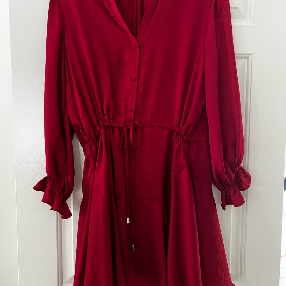 Red dress with drawstring waist.worn once!